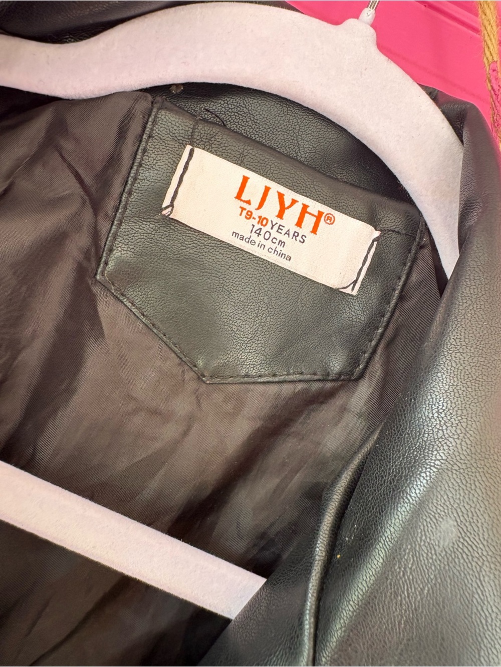 Girls' Black Faux Leather Moto Jacket - Picture 3 of 4